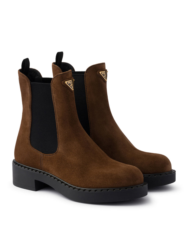 CHOCOLATE SUEDE ANKLE BOOTS