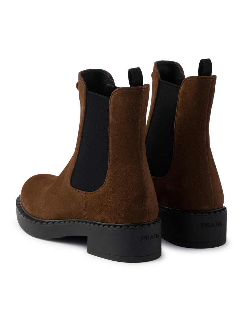 CHOCOLATE SUEDE ANKLE BOOTS