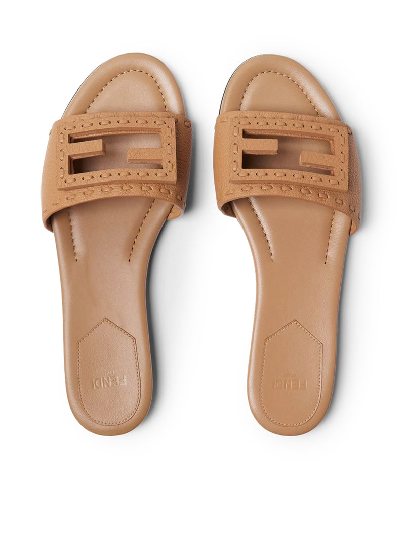 LIGHT BROWN LEATHER BAGUETTE SLIDE