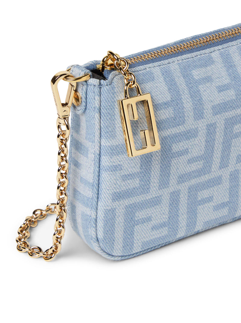 FF DENIM BAGUETTE POUCH LIGHT BLUE