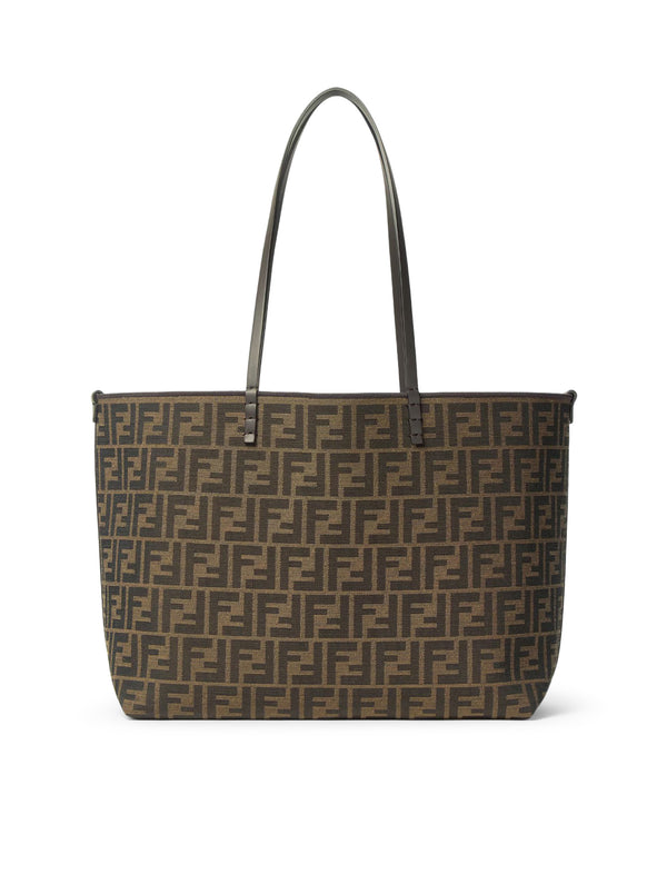 ROLL MEDIUM SHOPPER IN FF JACQUARD AND PEQUIN STRIPED FABRIC