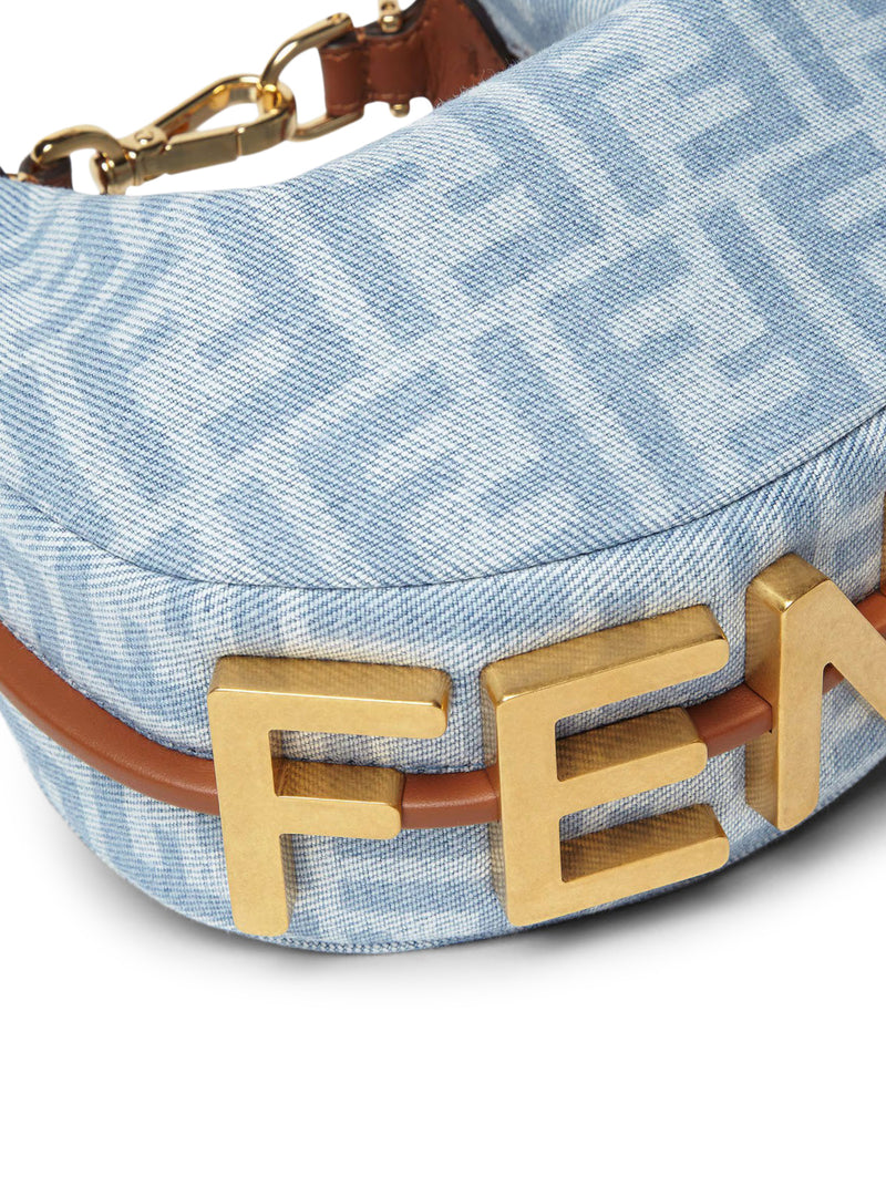 FENDIGRAPHY MINI BAG IN LIGHT BLUE FF DENIM