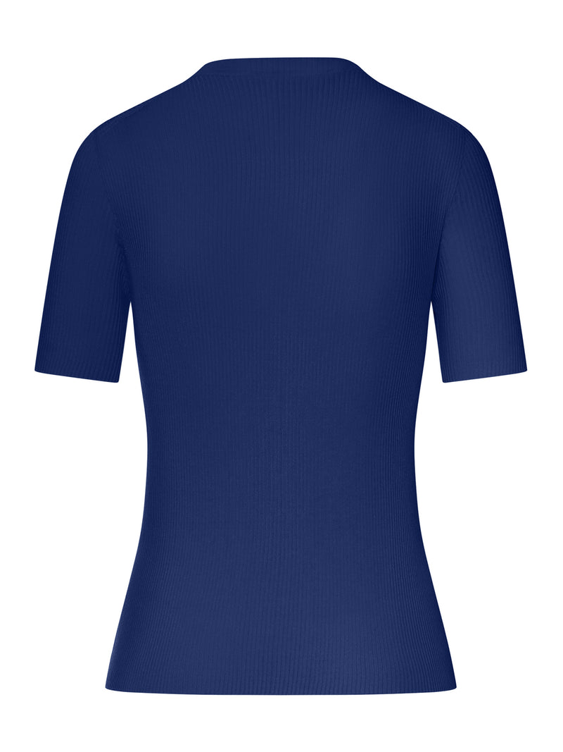 BLUE COTTON SWEATER WITH FRONT LOGO