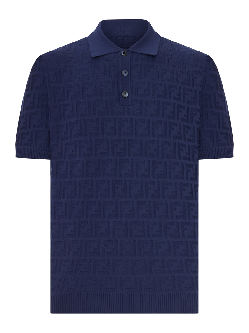 DARK BLUE TRICOT COTTON POLO SHIRT