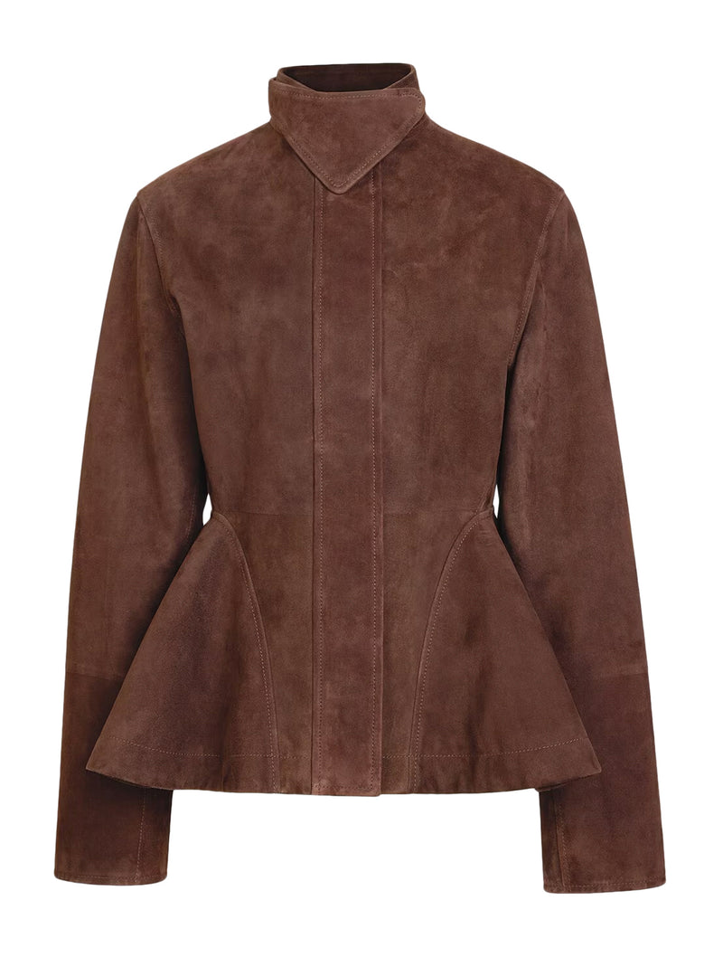 PEPLUM JACKET IN SUEDE GOATSKIN