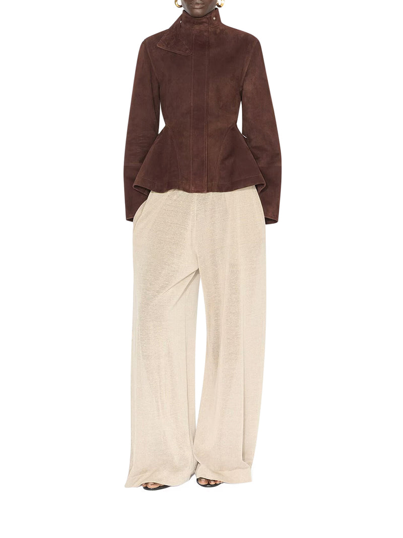 PEPLUM JACKET IN SUEDE GOATSKIN
