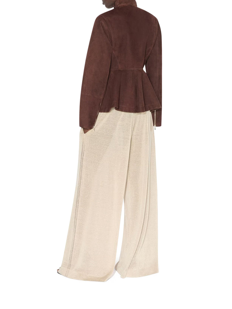 PEPLUM JACKET IN SUEDE GOATSKIN
