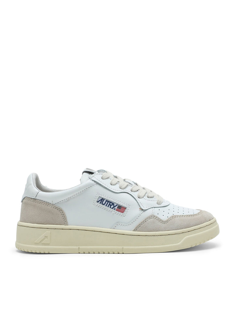 MEDALIST LOW SNEAKERS IN WHITE LEATHER AND BEIGE SUEDE