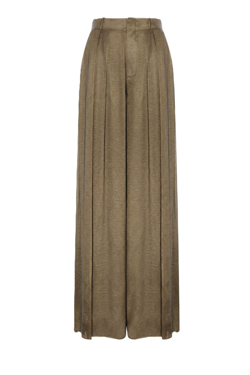 GREER LAMÉ PLEATED TROUSERS