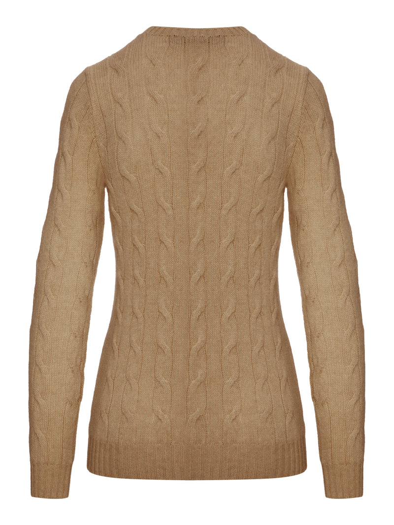 CREWNECK CASHMERE CABLE KNIT SWEATER