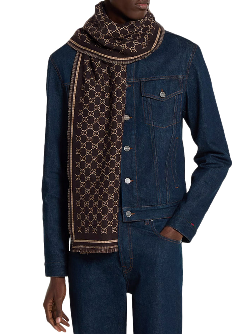 GG JACQUARD WOOL SCARF