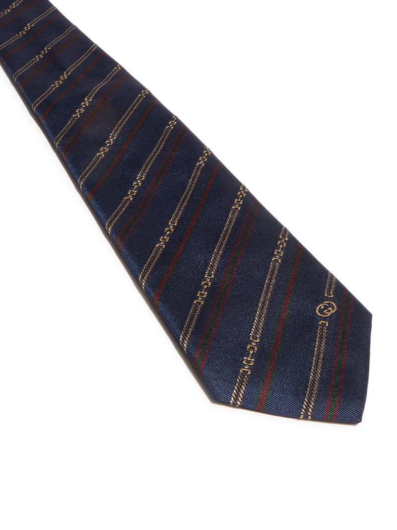SILK TIE WITH HOOK AND GG CROSS