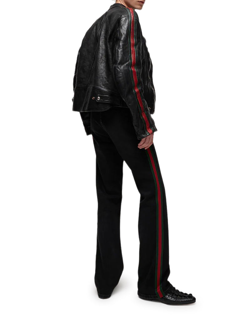 BUFFALO LEATHER BOMBER JACKET WITH WEBBING