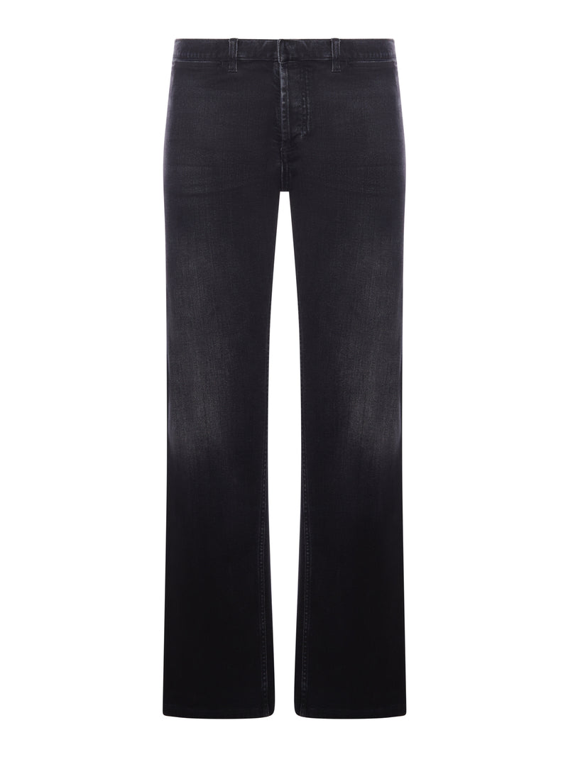 COTTON DENIM TROUSERS WITH WEB RIBBON
