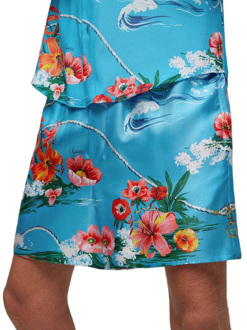 PRINTED SILK TWILL SHORTS