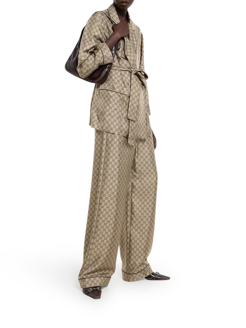 PRINTED SILK TWILL TROUSERS
