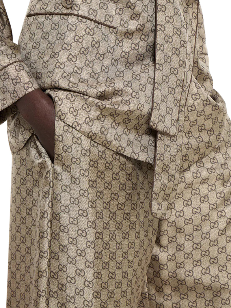 PRINTED SILK TWILL TROUSERS