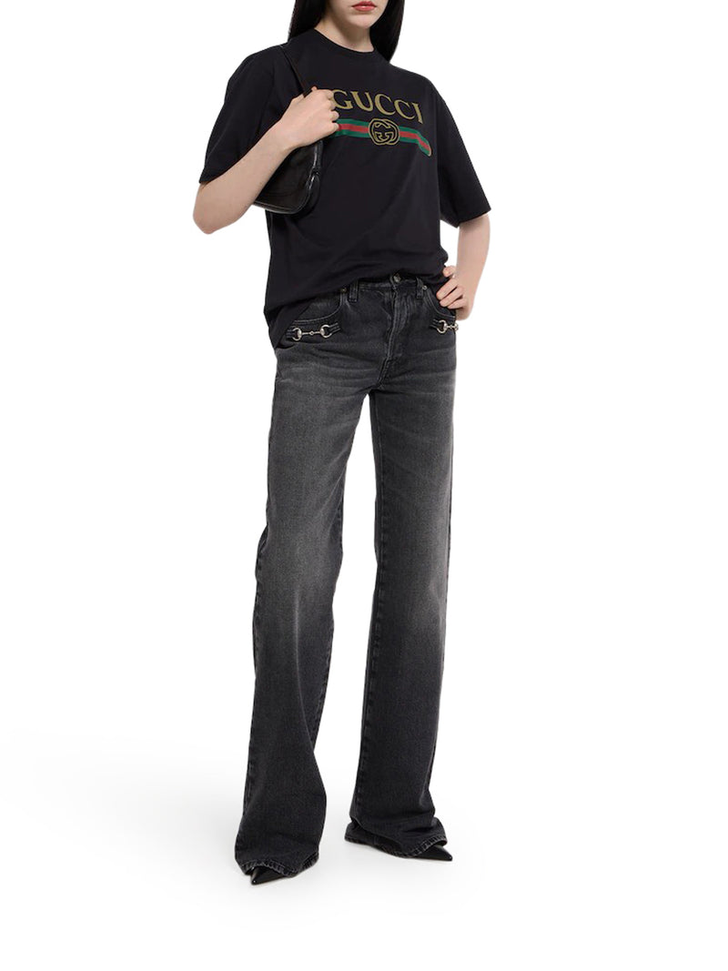 COTTON AND SILK JERSEY T-SHIRT WITH PRINT