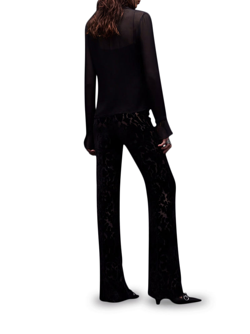 FLORAL-PRINT DEVORÉ VELOUR TROUSERS