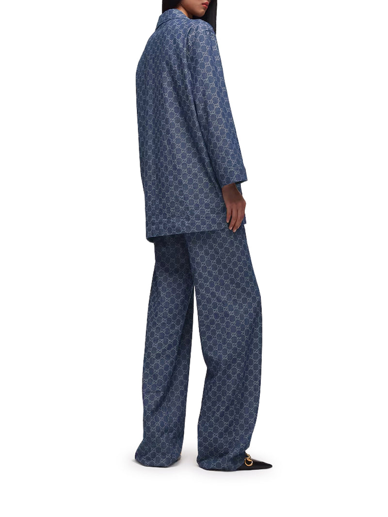 GG JACQUARD COTTON DENIM TROUSERS