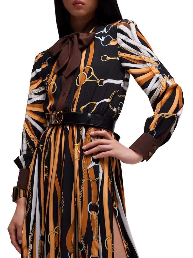 PRINTED SILK CHEMISIER DRESS