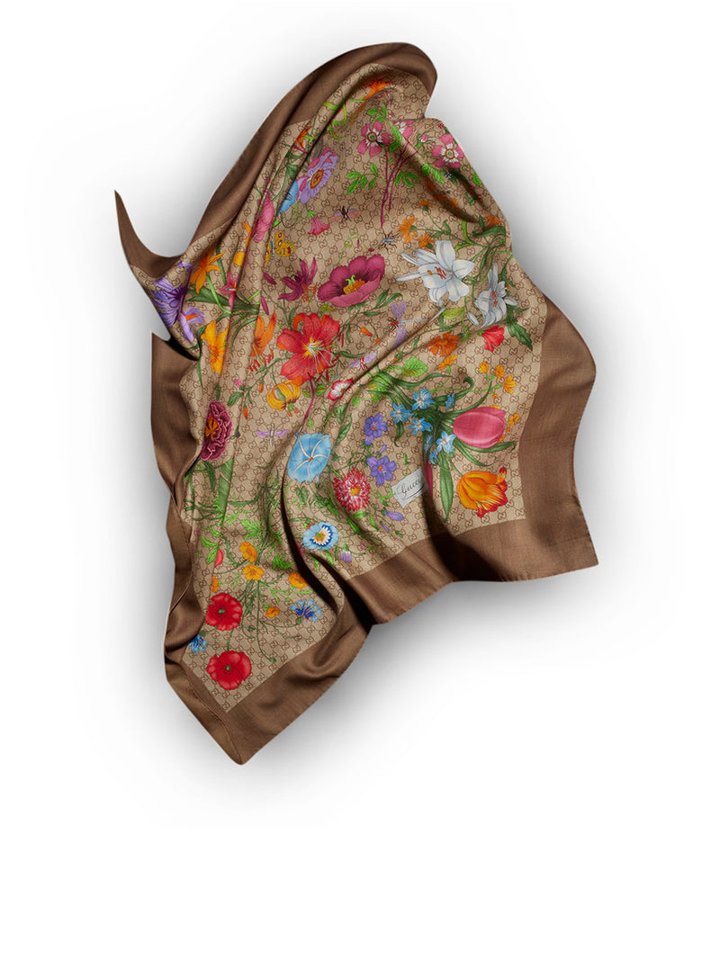 WOOL AND SILK SHAWL WITH GG PRINT