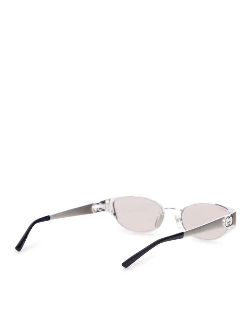 SILVER-TONE OVAL SUNGLASSES