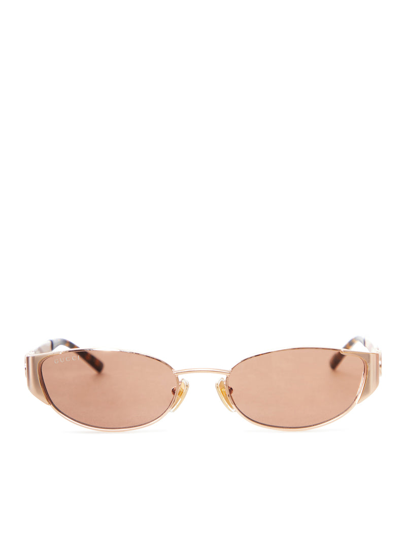 GOLD-TONED OVAL SUNGLASSES