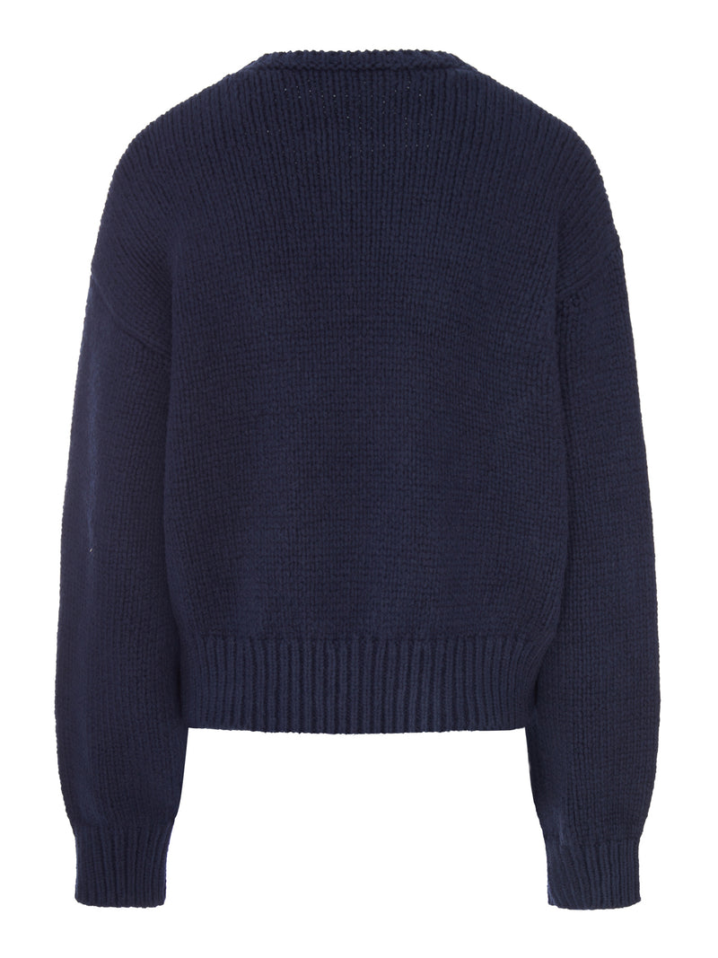CHUNKY KNIT SWEATER WITH INTARSIA LOGO