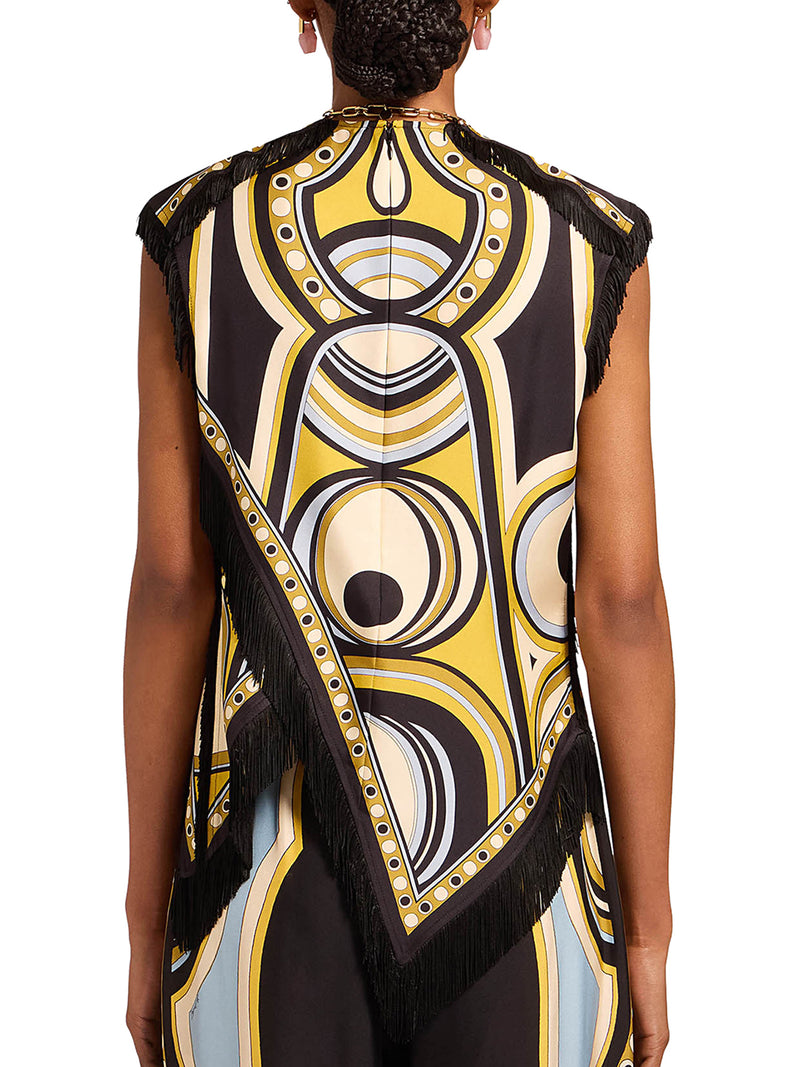 ASYMMETRIC SILK TOP WITH FRINGES