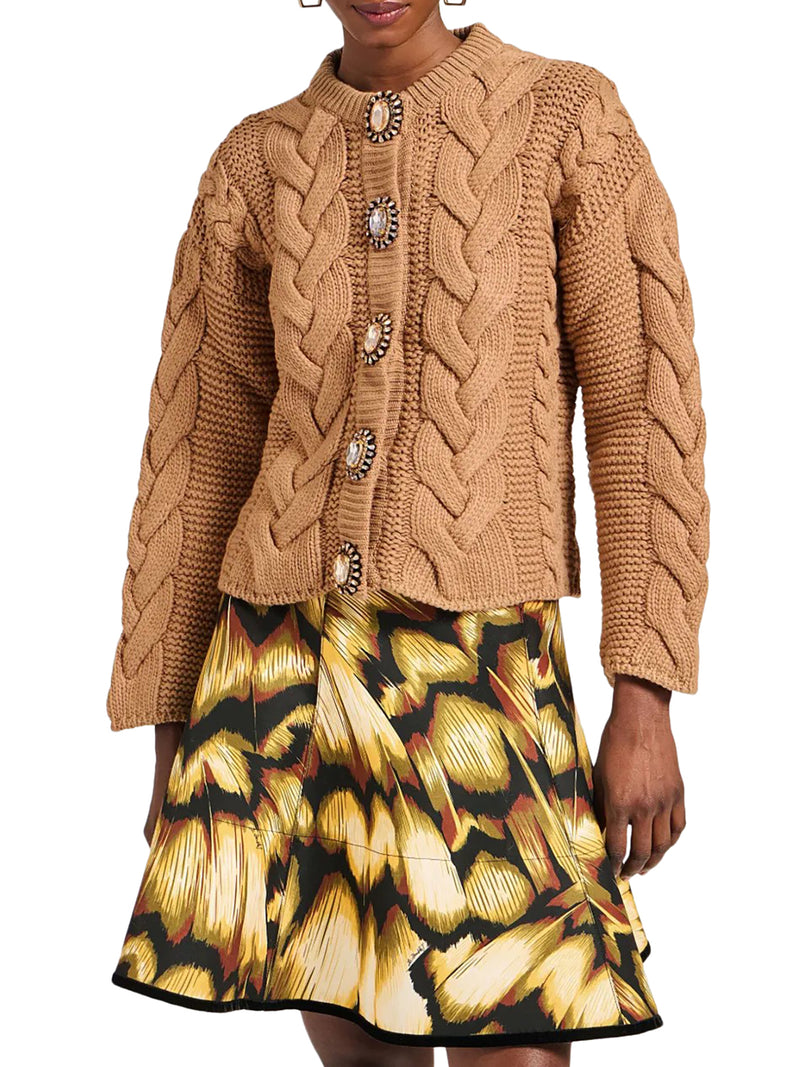 WOOL AND CASHMERE CARDIGAN WITH CABLE KNIT