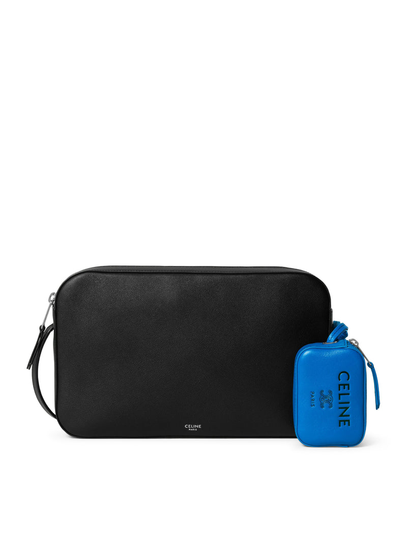 SMOOTH CALFSKIN AND LAMBSKIN CHARM MESSENGER BAG