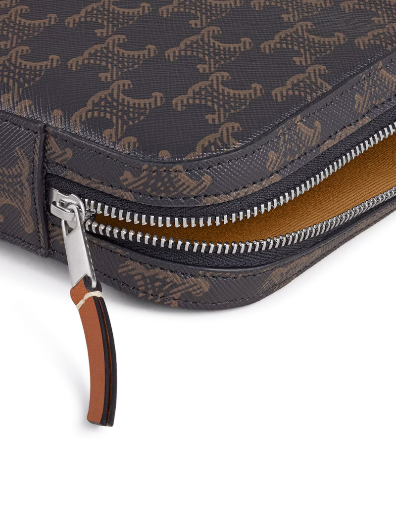 POUCH WITH SHOULDER STRAP IN TRIOMPHE CANVAS AND CALFSKIN