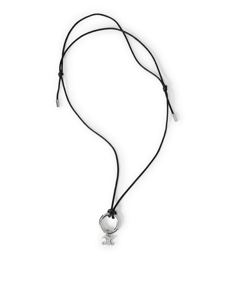TRIOMPHE CHARMS NECKLACE IN COTTON AND BRASS WITH RHODIUM-PLATED FINISH