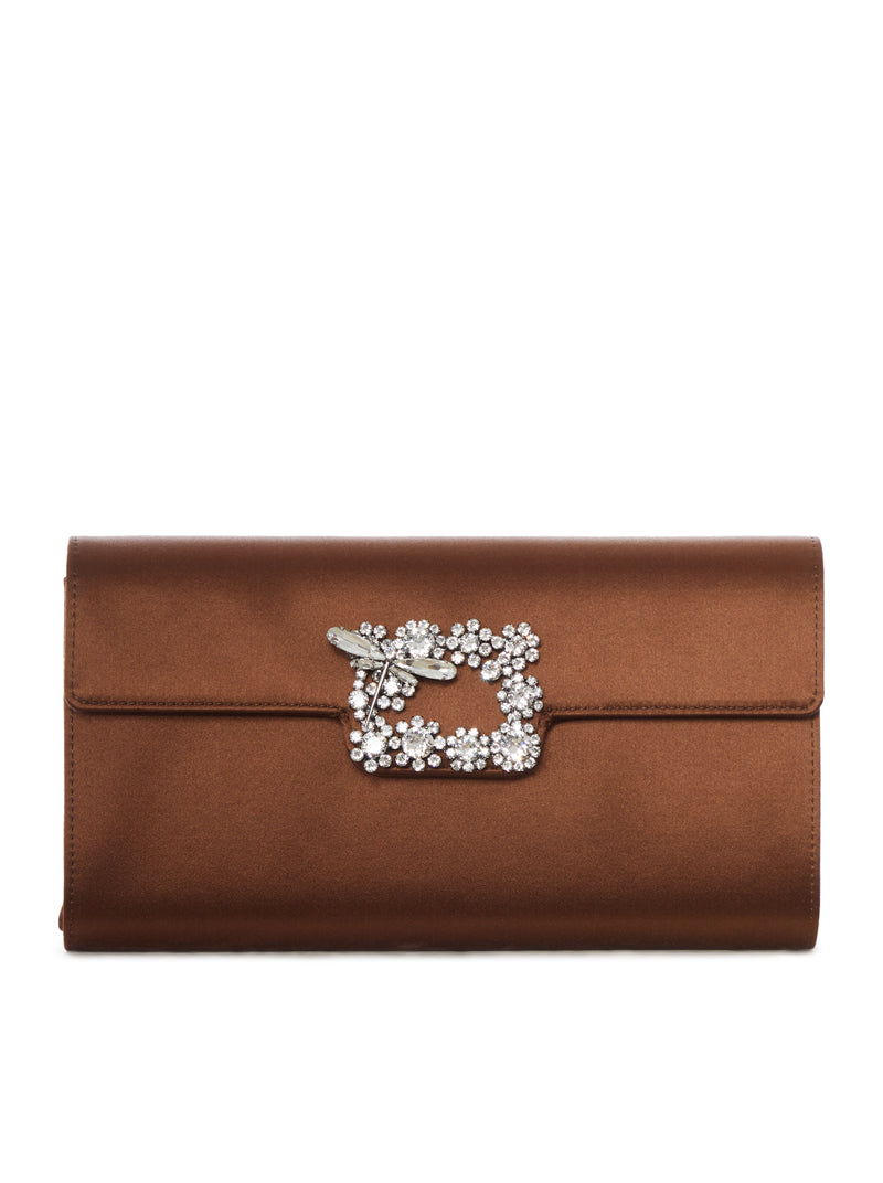 DRAGONFLY FLOW SATIN CLUTCH WITH JEWEL BUCKLE