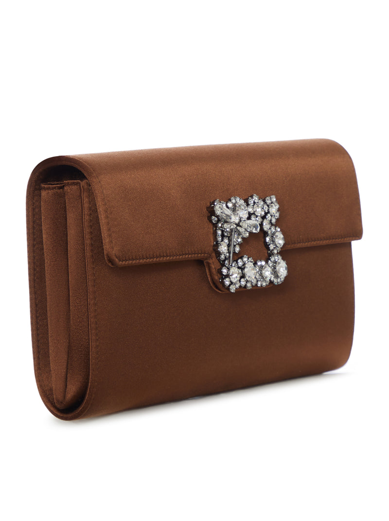 DRAGONFLY FLOW SATIN CLUTCH WITH JEWEL BUCKLE