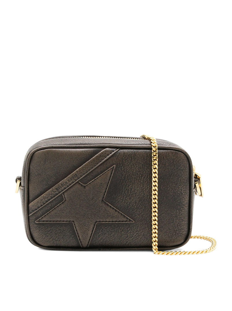 MINI STAR LEATHER CAMERA BAG WITH APPLIED STAR AND CHAIN ??SHOULDER STRAP