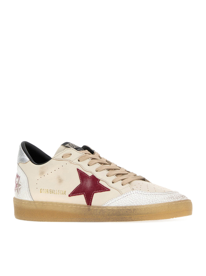 BALL-STAR LEATHER SNEAKERS WITH CRAQUELÉ INSERTS