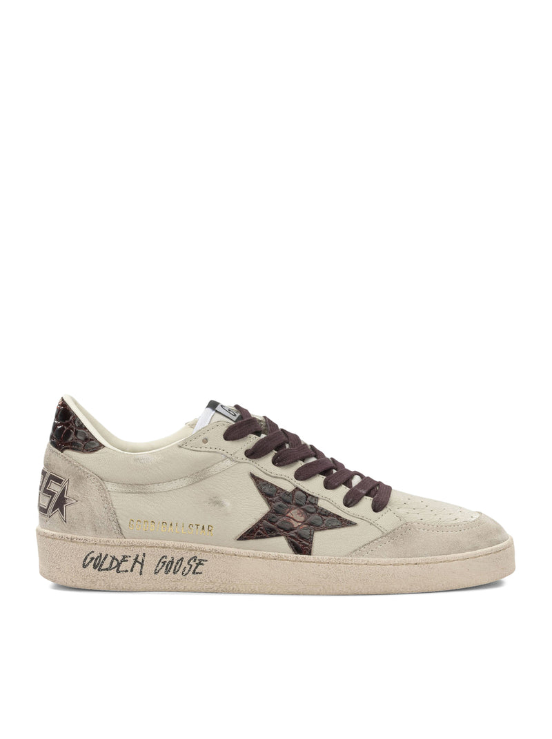 BALL-STAR SNEAKERS IN LEATHER WITH CROCODILE INSERTS