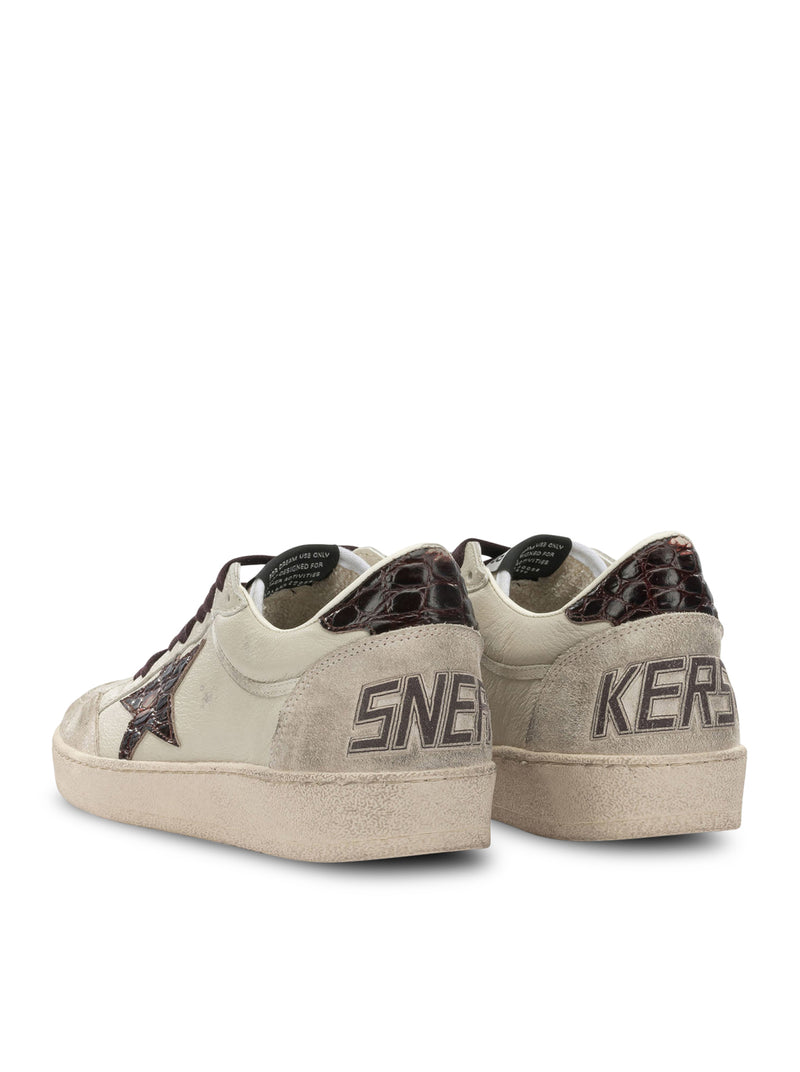 BALL-STAR SNEAKERS IN LEATHER WITH CROCODILE INSERTS