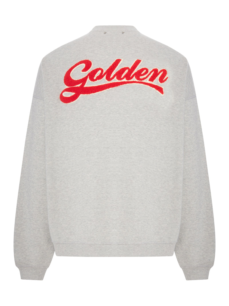GREY MÉLANGE COTTON SWEATSHIRT WITH CONTRASTING LOGO