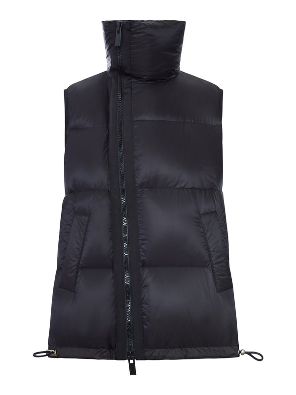NYLON VEST WITH HIGH COLLAR AND DRAWSTRING