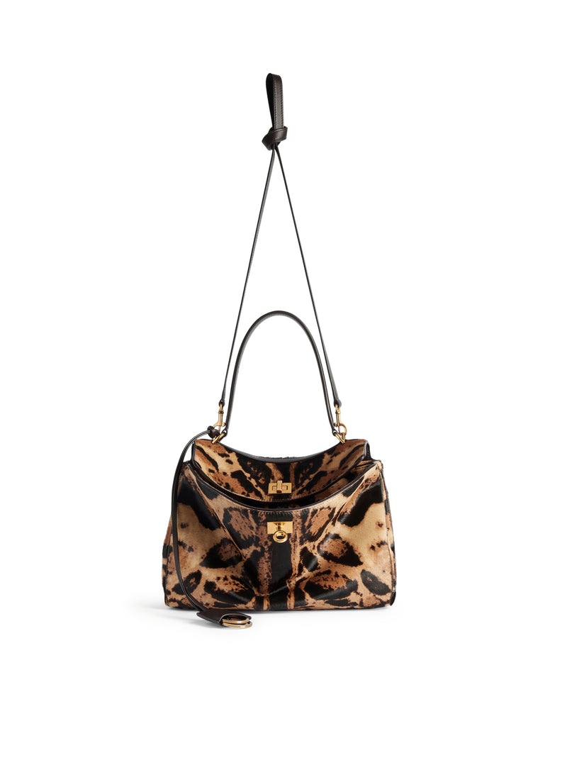 RODEO SMALL LEOPARD PRINT LEATHER HANDBAG