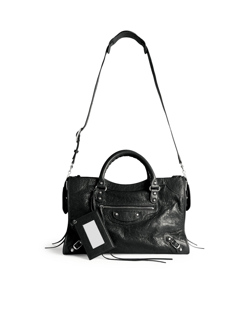LE CITY MEDIUM BAG IN ARENA LAMBSKIN WITH POLISHED SILVER METAL DETAILS