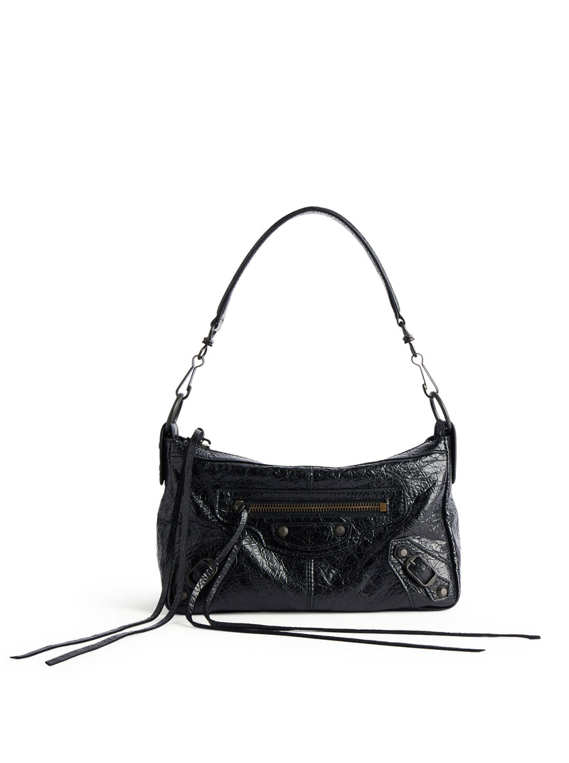 THE CITY MOTO MINI IN BLACK ARENA LAMBSKIN WITH BRASS FINISHINGS