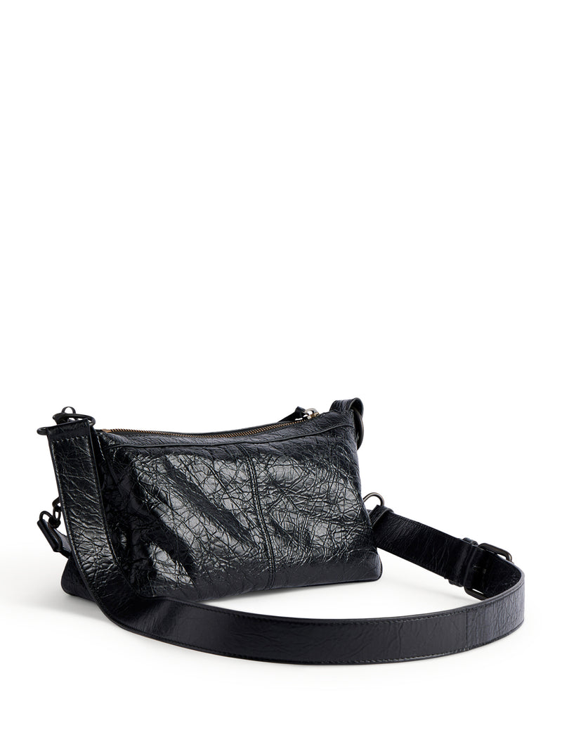 THE CITY MOTO MINI IN BLACK ARENA LAMBSKIN WITH BRASS FINISHINGS