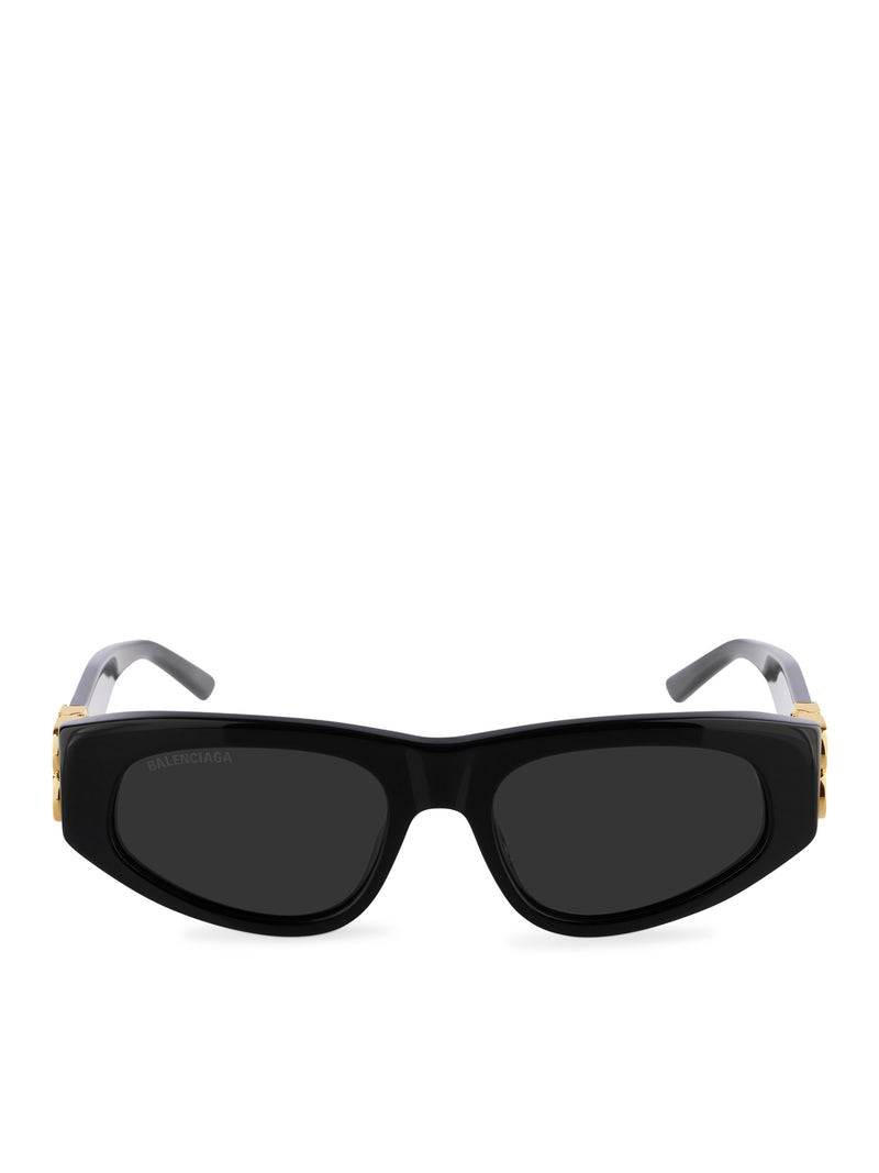 DYNASTY D-FRAME SUNGLASSES IN BLACK ACETATE AND GOLD FINISHES