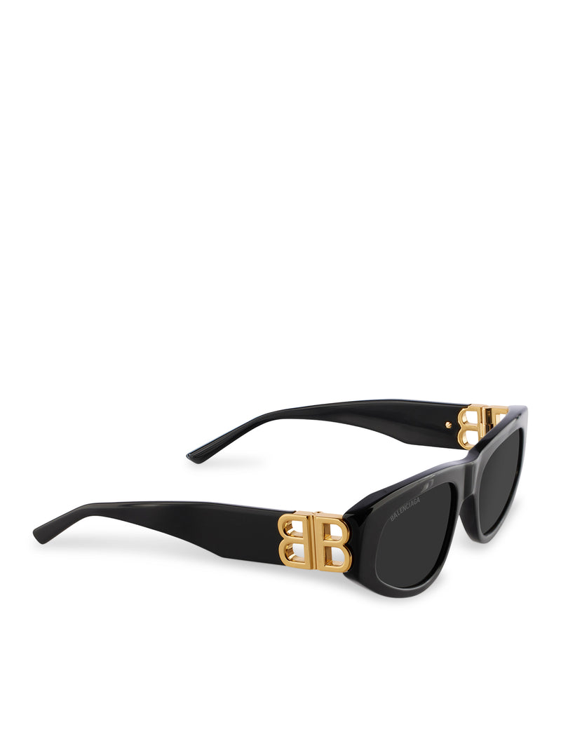 DYNASTY D-FRAME SUNGLASSES IN BLACK ACETATE AND GOLD FINISHES