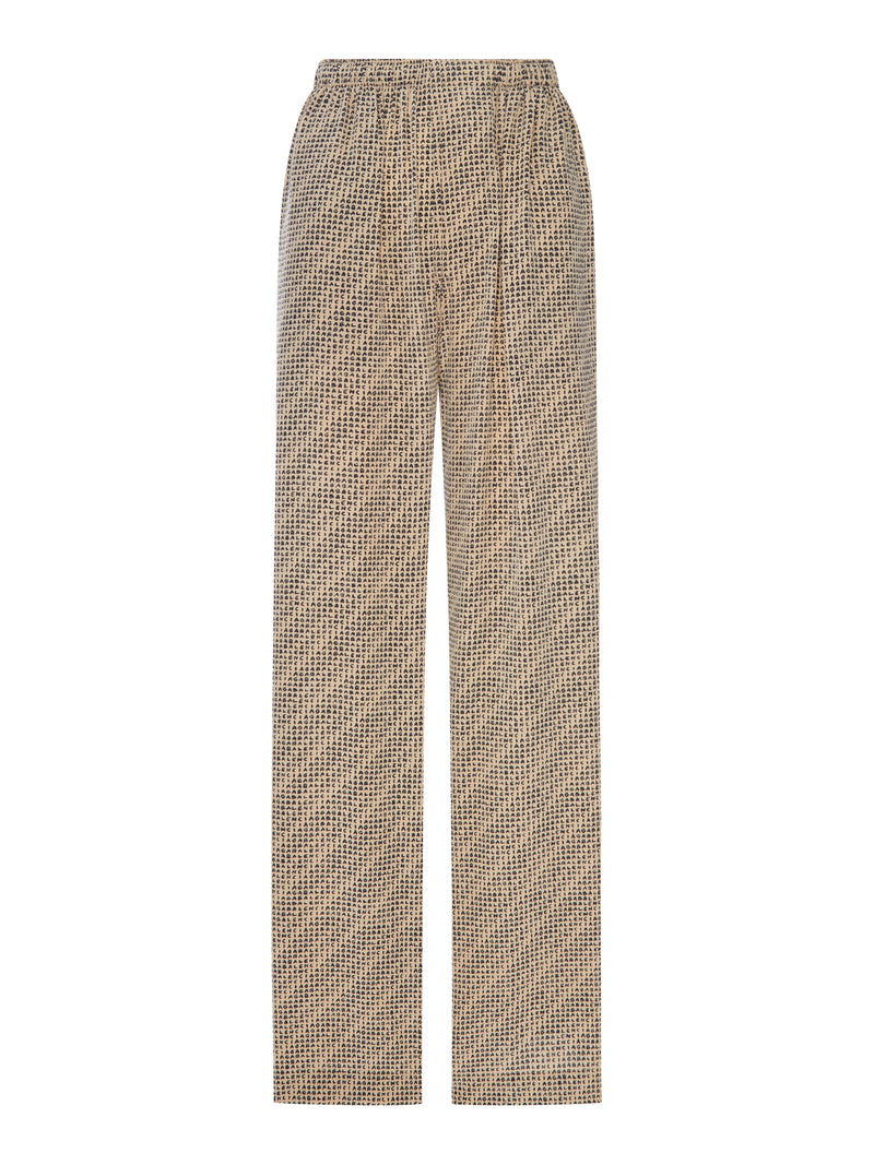 MONOGRAM PANTS IN BEIGE AND BLACK SILK CREPE