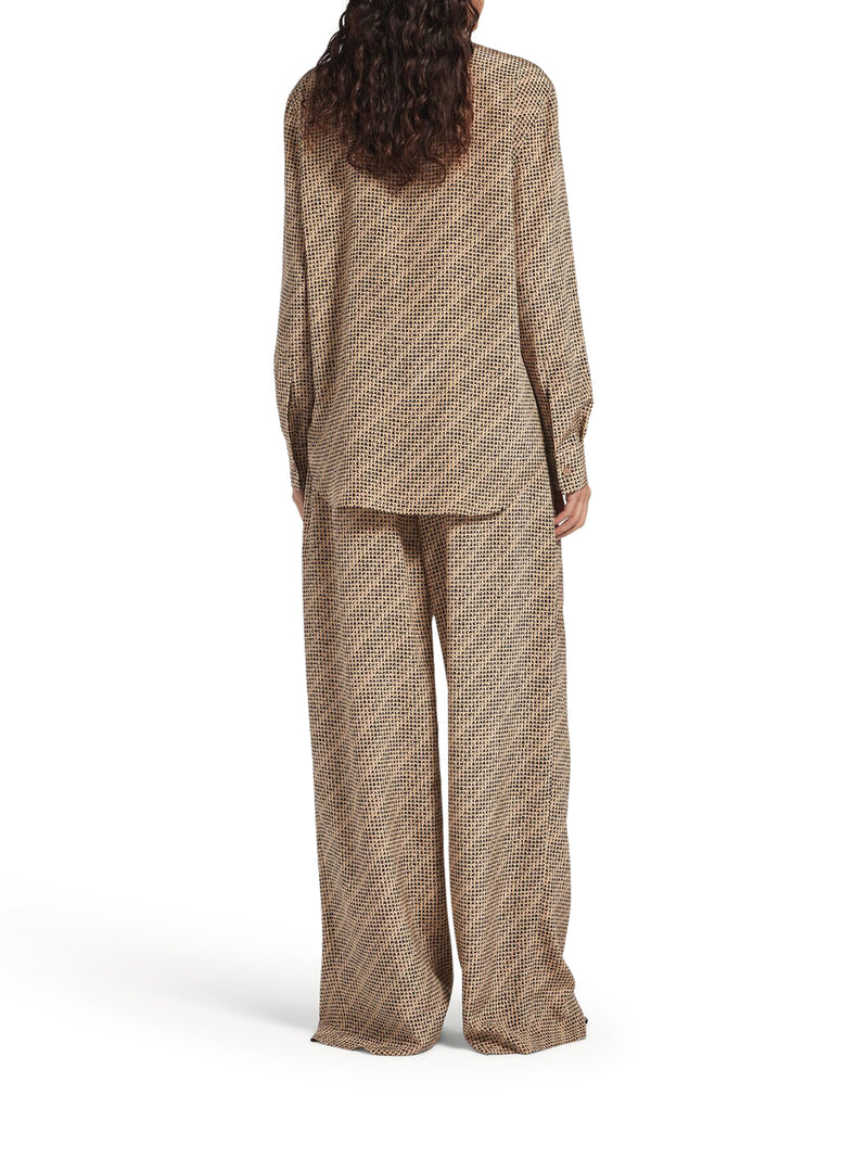 MONOGRAM PANTS IN BEIGE AND BLACK SILK CREPE
